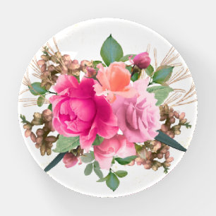 Elegant Pink Rose Floral Bouquet Paperweight