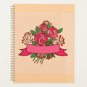 Elegant Pink Rose Floral Bouquet Planner