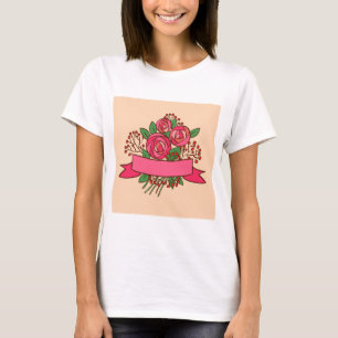 Elegant Pink Rose Floral Bouquet T-Shirt