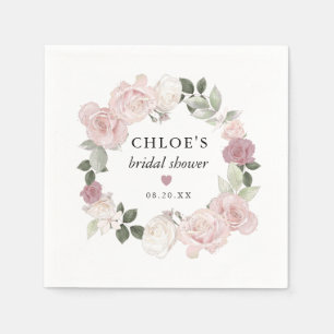 Elegant Pink Rose Floral Bridal Shower Napkins