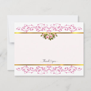 Elegant Pink Rose Floral Thank You Note Card