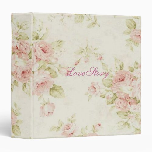 elegant Pink  rose Floral vintage  Bridal Shower 3 Ring Binder