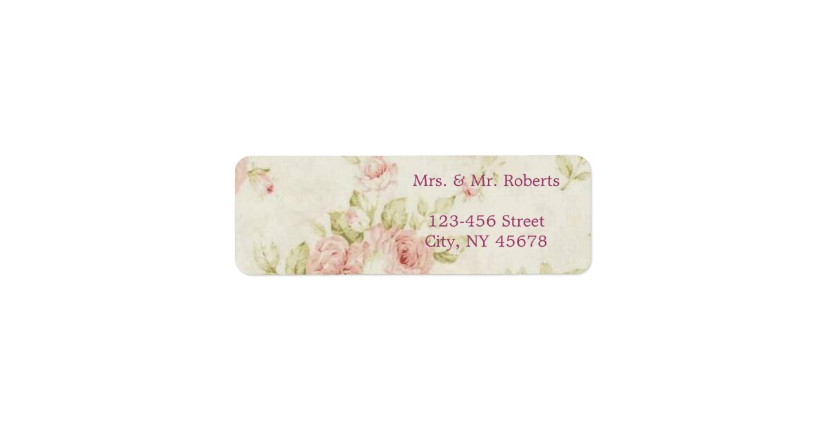 elegant Pink rose Floral vintage wedding Label | Zazzle