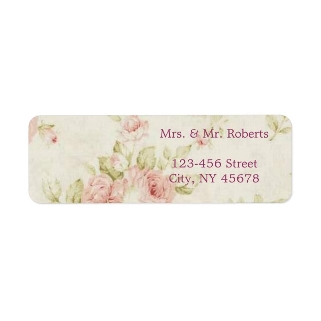 elegant Pink  rose Floral vintage  wedding Label (Front)