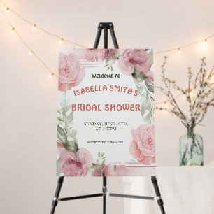 Elegant Pink Rose Flower bridal Shower Invitation Foam Board