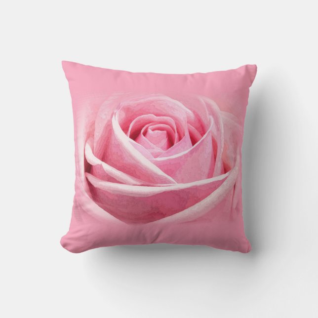 Elegant Pink Rose Flower Modern Design Square Chic Throw Pillow (Front)