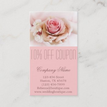 Elegant Pink Rose Flower Wedding Florist Discount Card by heresmIcard at Zazzle