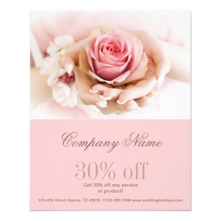 Elegant Pink Rose Flower Wedding Florist Flyer