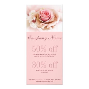 Elegant Pink Rose Flower Wedding Florist Rack Card by heresmIcard at Zazzle