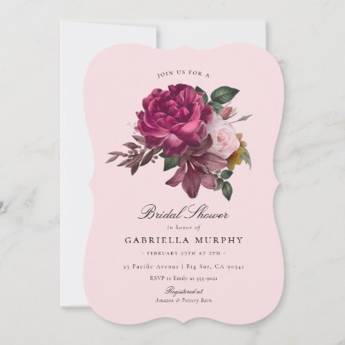 Elegant Pink Rose Garden Bridal Shower Invitation