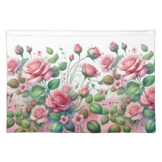 Elegant Pink Rose Garden Cloth Placemat