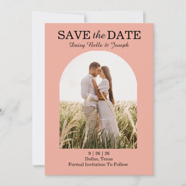 Elegant Pink Rose Garden  Save The Date (Front)