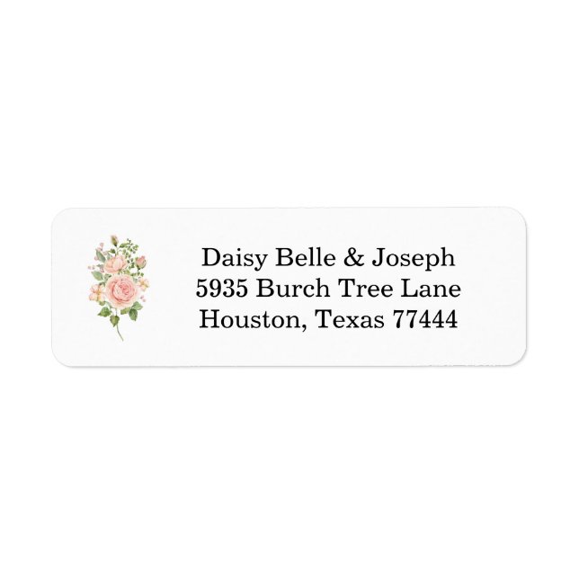 Elegant Pink Rose Garden Wedding Address Label (Front)