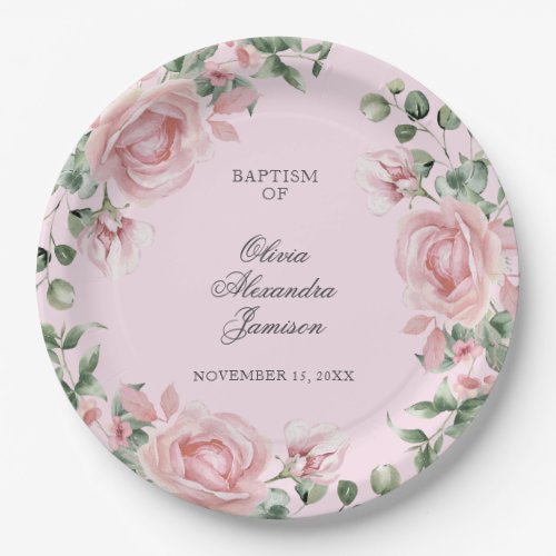 Elegant Pink Rose Girl's Baptism