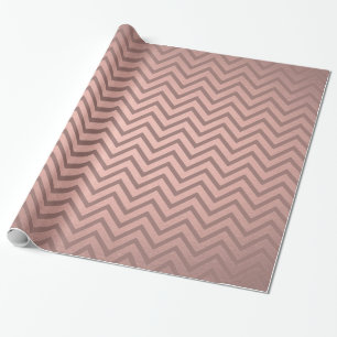 Elegant Pink Rose Gold Chic Faux Metallic Chevron Wrapping Paper