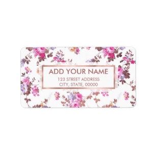 Elegant pink rose gold country chic vintage floral label