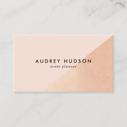 Elegant pink rose gold foil color block geometric business card