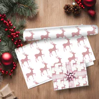 Rose gold sparkling Christmas reindeer pattern Wrapping Paper