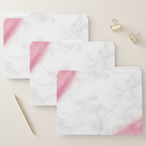 Elegant pink rose gold glitter marble  file folder