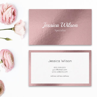 Elegant pink rose gold minimalist business card