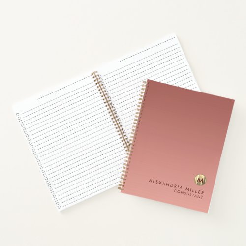 Elegant Pink Rose Gold Monogram Checklist Notebook