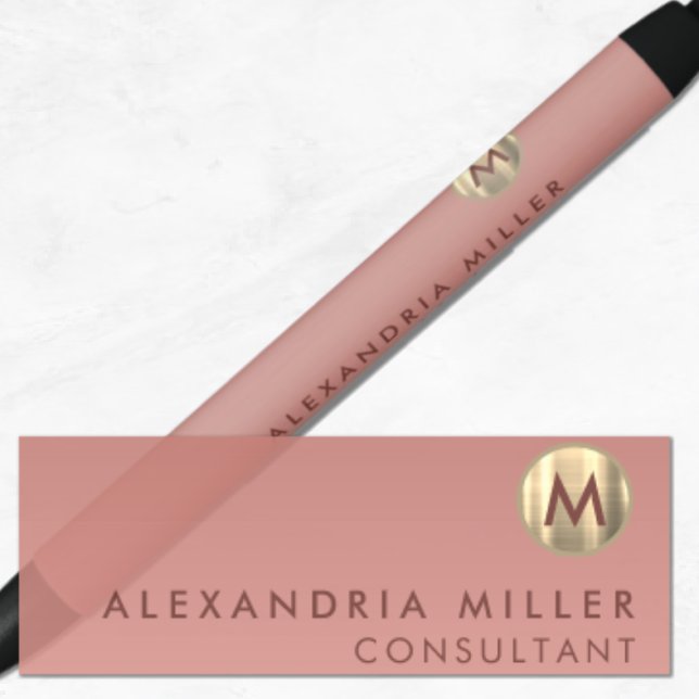 Elegant Pink Rose Gold Monogram Pen (Creator Uploaded)