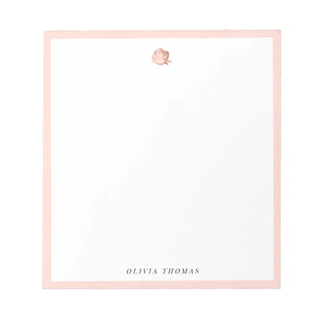 Elegant pink rose gold personalized Stationery Notepad | Zazzle