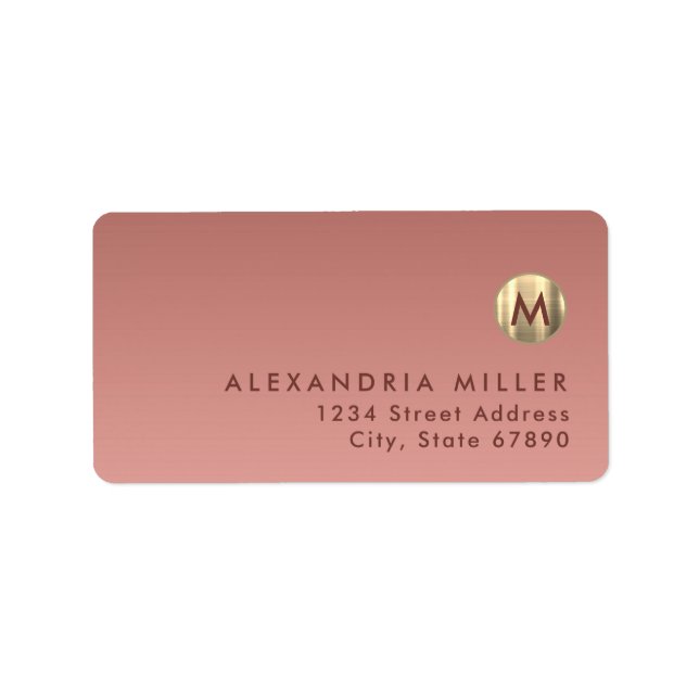 Elegant Pink Rose Gold Return Address Label (Front)