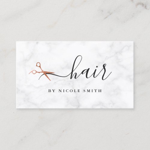 Elegant pink rose gold scissors hair  business card
