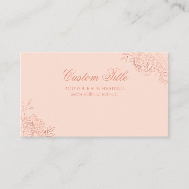 Elegant Pink Rose Gold Sketch Floral Custom Enclosure Card (Front)