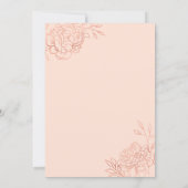 Elegant Pink Rose Gold Sketch Floral Quinceanera Invitation (Back)