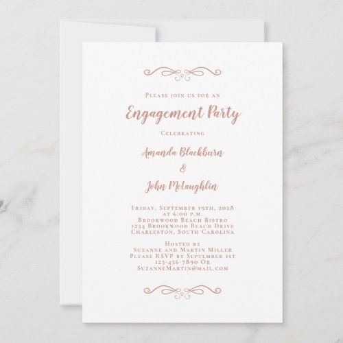 Elegant Pink Rose Gold Wedding Party Engagement Invitation