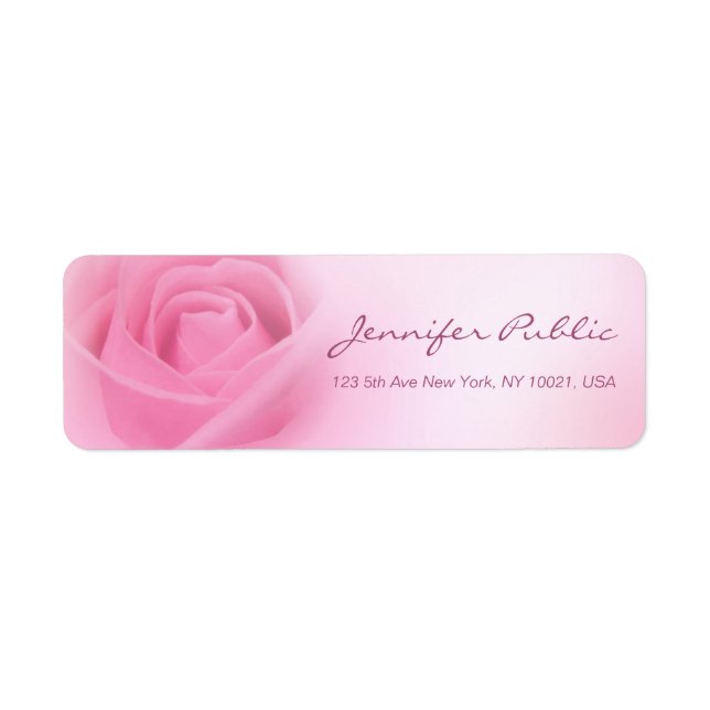 Elegant Pink Rose Handwritten Script Template Label (Front)