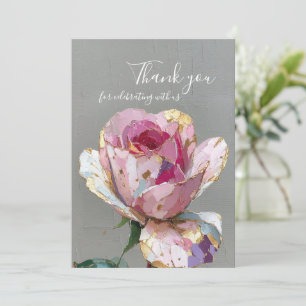 Elegant Pink Rose Impasto Floral Wedding Thank You Invitation