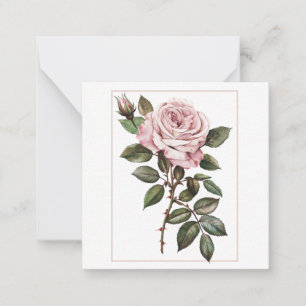 Elegant Pink Rose in Full Bloom Note Card