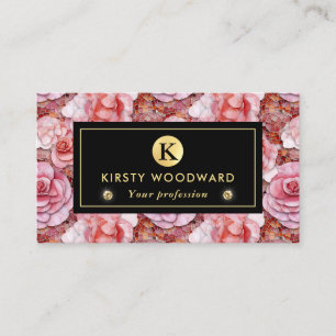 Elegant Pink Rose Mosaic Pattern Business Card