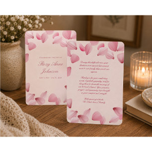 Elegant Pink Rose Petals Funeral Thank You Card
