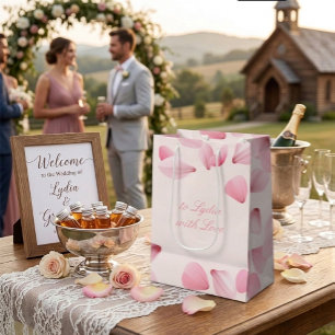 Elegant Pink Rose Petals Wedding Favor Gift Bag