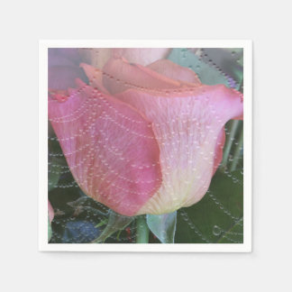 Elegant Pink Rose Photo Birthday Paper Napkin