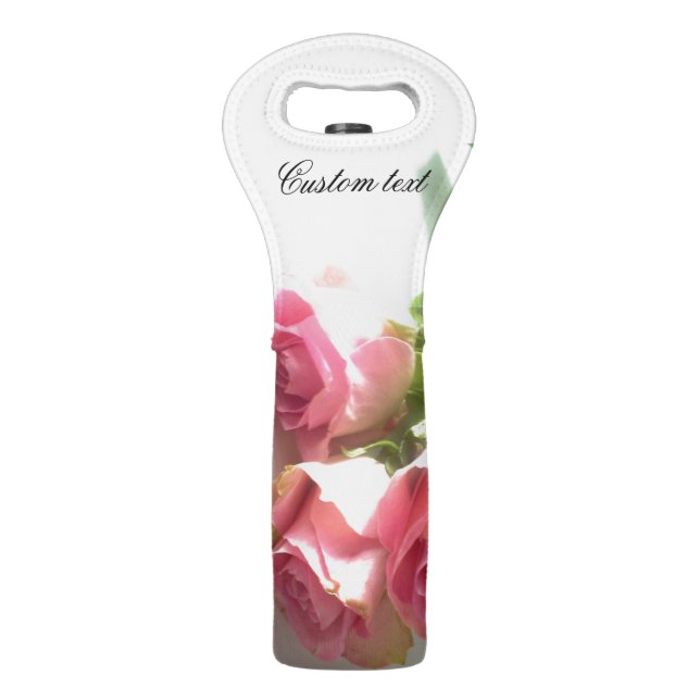 Elegant pink rose photo custom wine tote bag (Back)