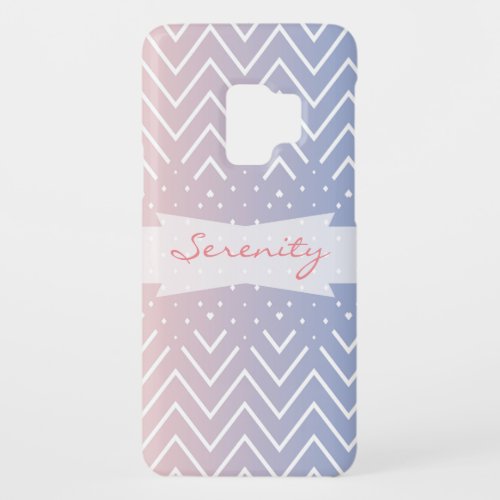 Elegant Pink rose quartz Blue pastel Chevron Name Case_Mate Samsung Galaxy S9 Case