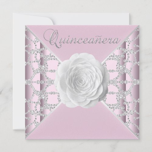 Elegant Pink Rose Quinceanera Personalized Invitations