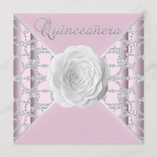 Elegant Pink Rose Quinceanera Invitation