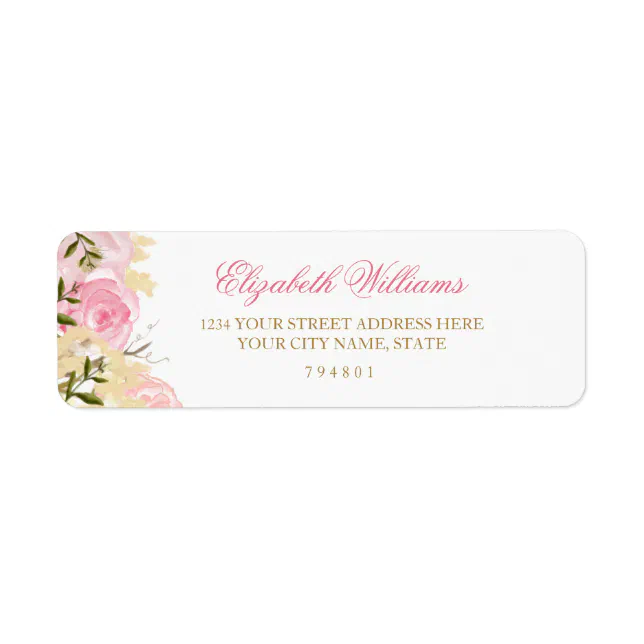 Elegant Pink Rose Return Address Label | Zazzle