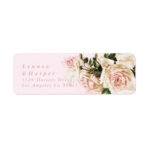 Elegant Pink Rose Romance Wedding Return Address Label