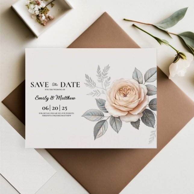 Elegant Pink Rose Save The Date Announcement Postcard (Creator Uploaded)