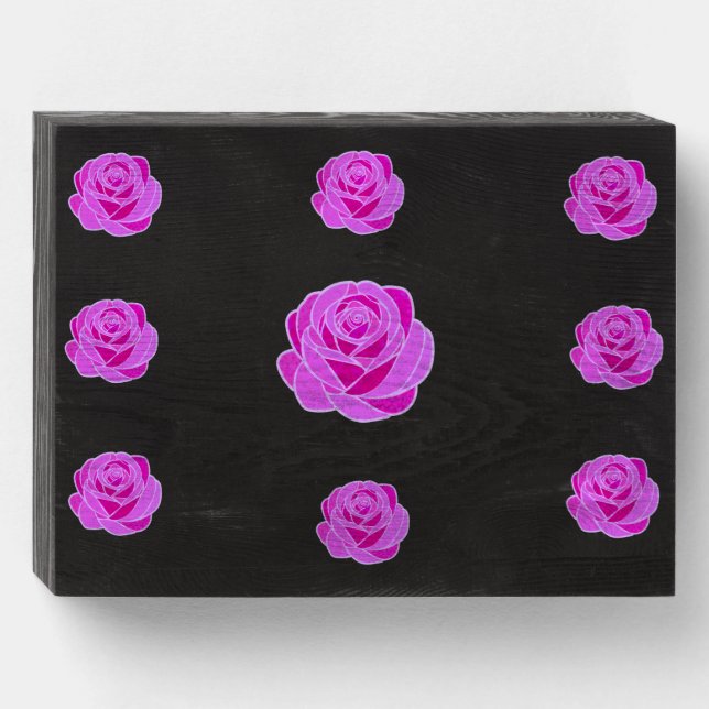 Elegant Pink Rose Stained Glass Acrylic Plaque (Front Horizontal)