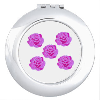 Elegant Pink Rose Stained Glass Compact Mirror