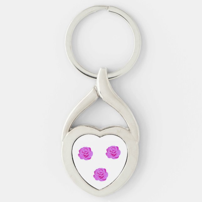 Elegant Pink Rose Stained Glass Keychain (Front)