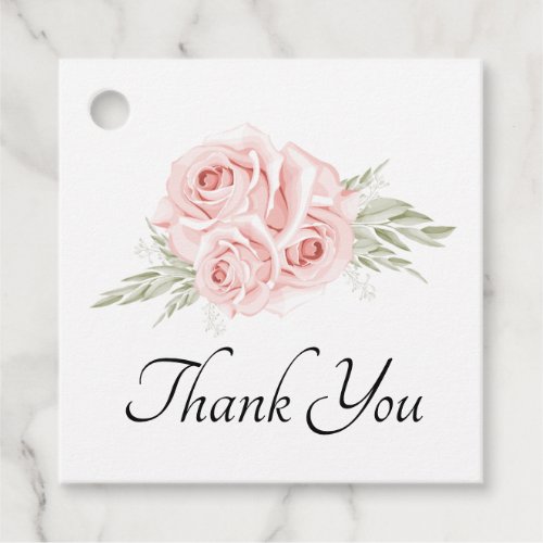 Elegant Pink Rose Thank You Blush Floral Wedding   Favor Tags